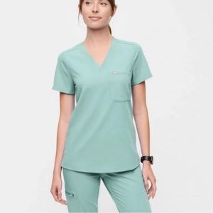 Figs Catarina Scrub Top- Seaglass, Medium
